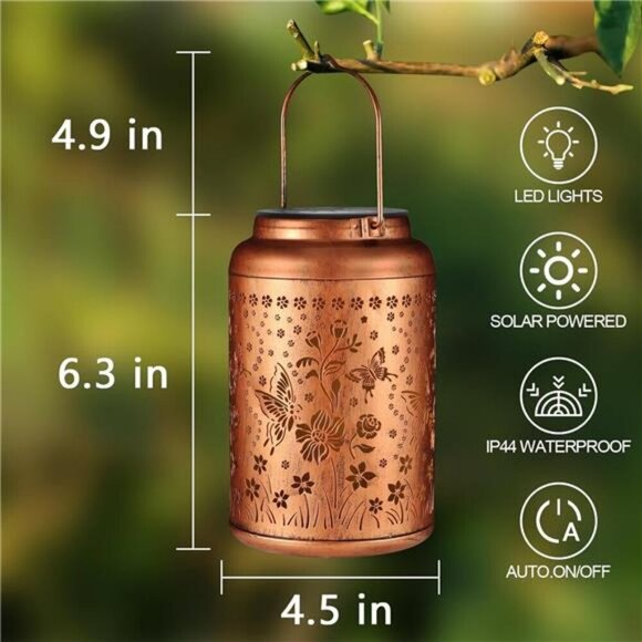 Solar Lantern Outdoor Hummingbird Butterfly Garden Light Gift for Mom Grandma - Picture 4 of 7